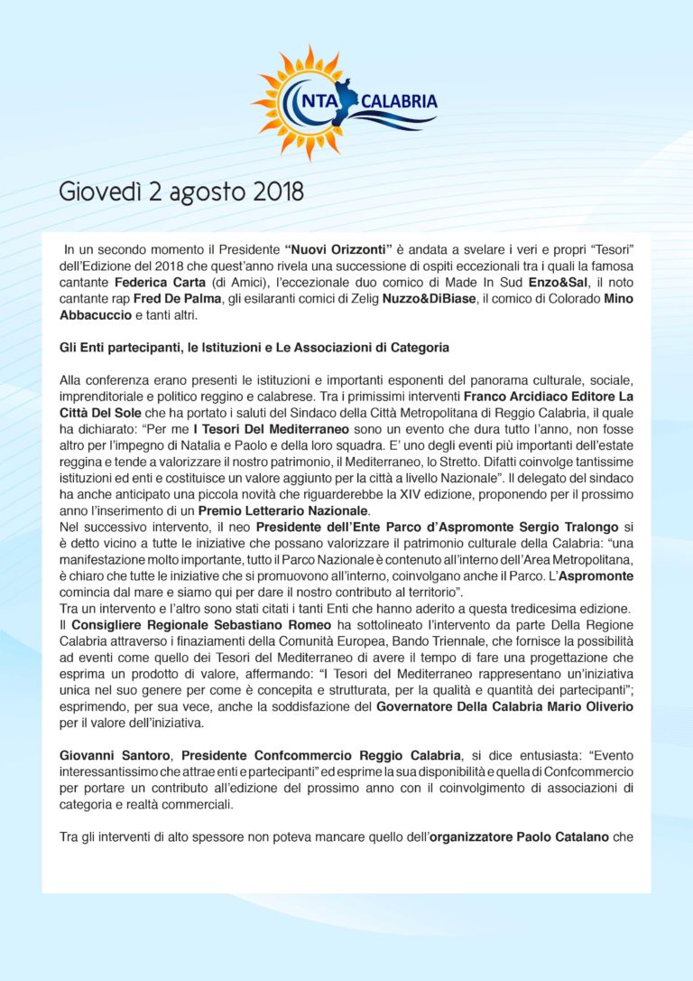 Rassegna Stampa 2018
